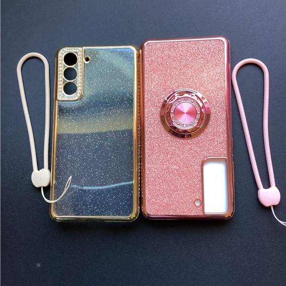 Galaxy S21 phone cases**Pink Glitter** - Picture 1 of 3